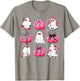 Cute Ghost Florals Pink Coquette Bows Pumpkins Halloween T-Shirt - T-Shirt | Sand