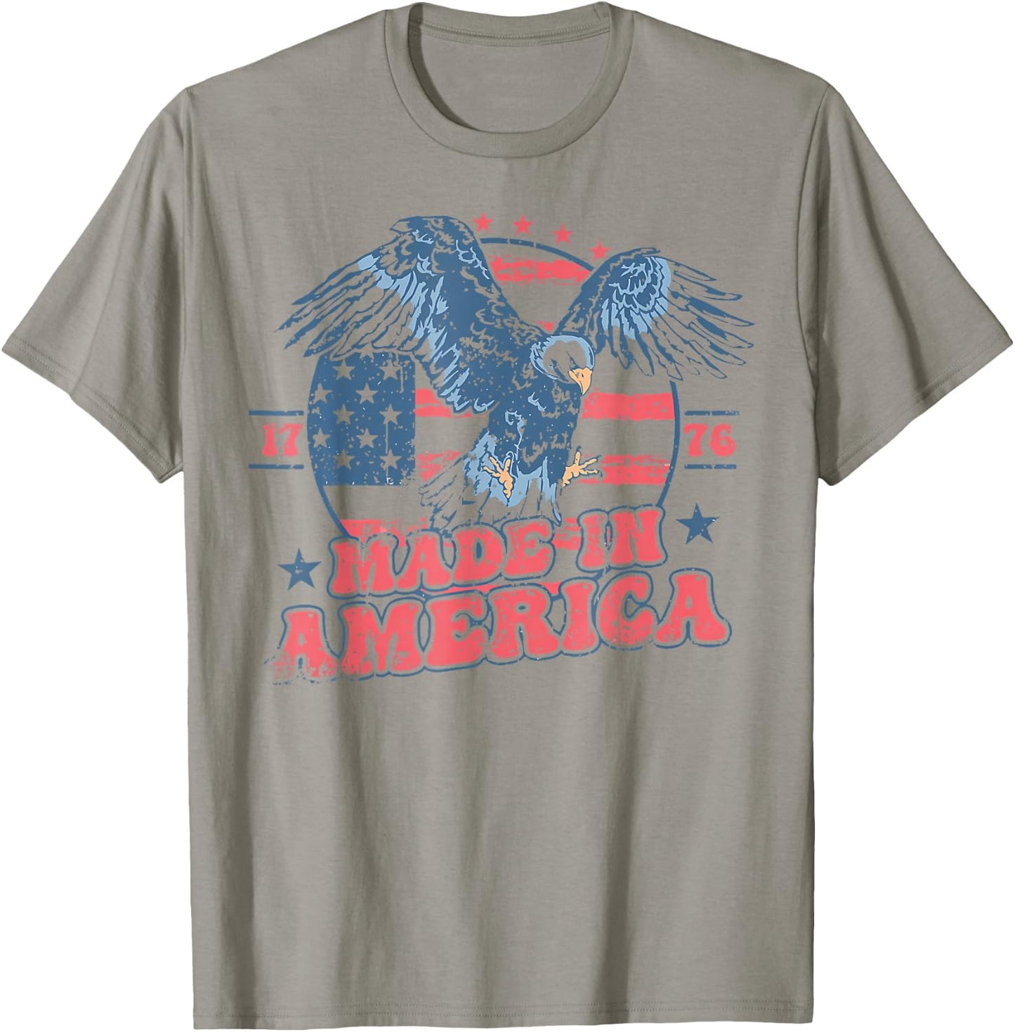 Made in America USA Flag Eagle 4th of July Patriotic Freedom T-Shirt - T-Shirt | Sand