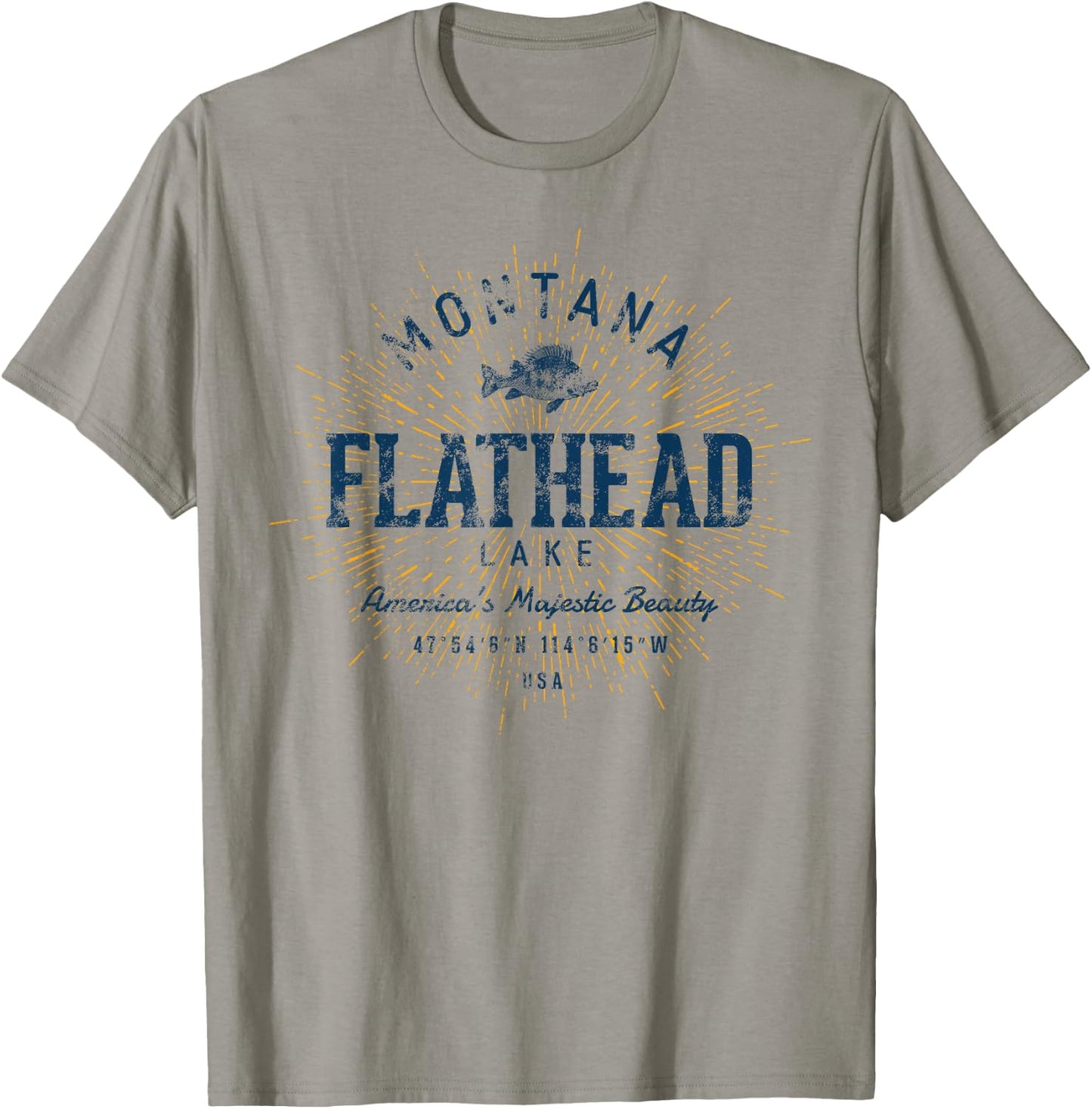 Vintage Flathead Lake Retro T-Shirt - T-Shirt | Sand