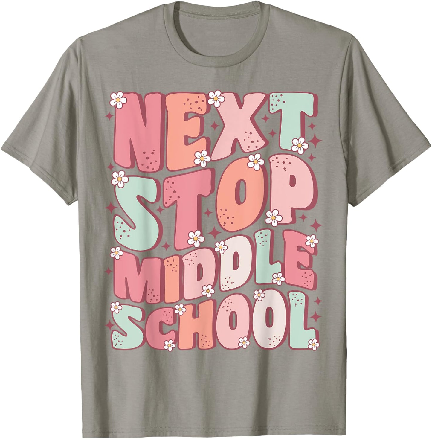 Next Stop Middle School Groovy Elementary School Graduation T-Shirt - T-Shirt | Sand