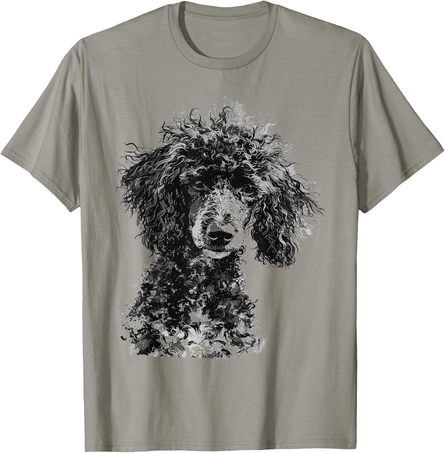 Poodle Abstract Motif Drawing Art Animal Poodle T-Shirt - T-Shirt | Sand