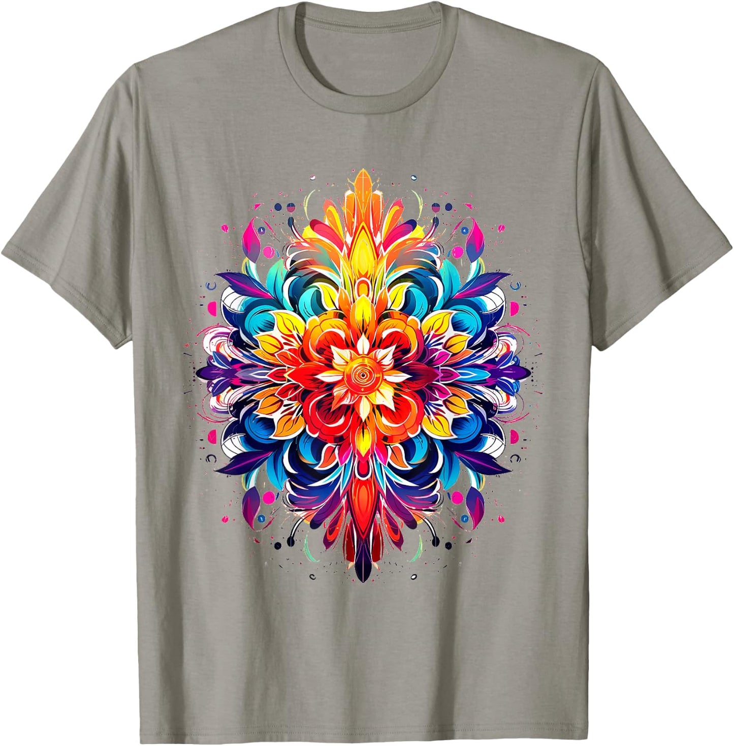 Mandala Colorful Graphic Flower Abstract Mandala T-Shirt - T-Shirt | Sand