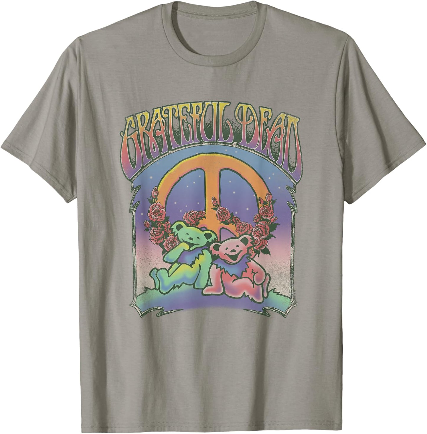 Grateful Dead Bears with Peace Sign and Roses Vintage Band T-Shirt - T-Shirt | Sand