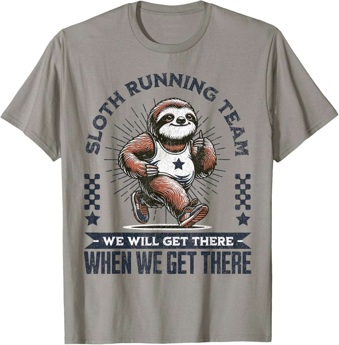 Funny Vintage Sloth Running Team Marathon Runners Jogging T-Shirt - T-Shirt | Sand
