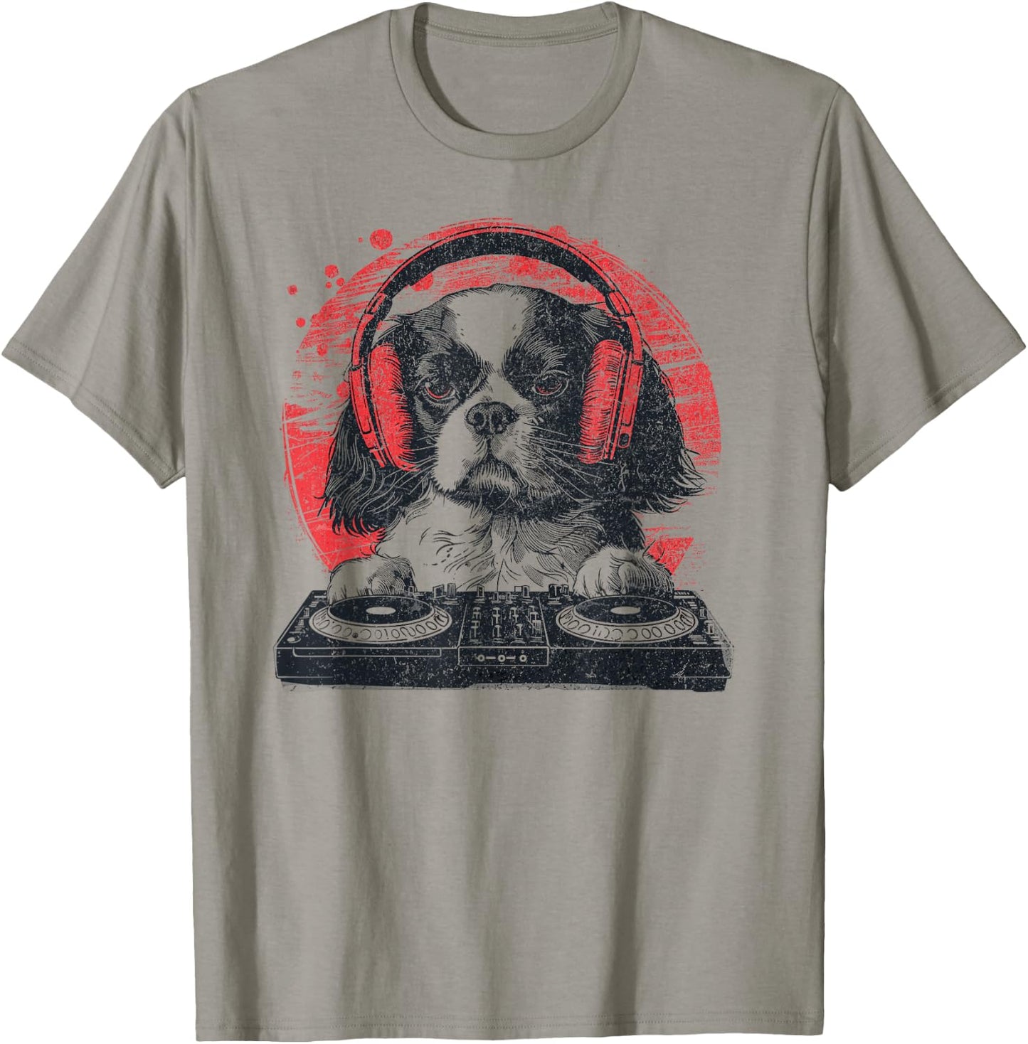 Funny Retro House DJ Cavalier King Dog Disco Headphone Tech Women T-Shirt - T-Shirt | Sand