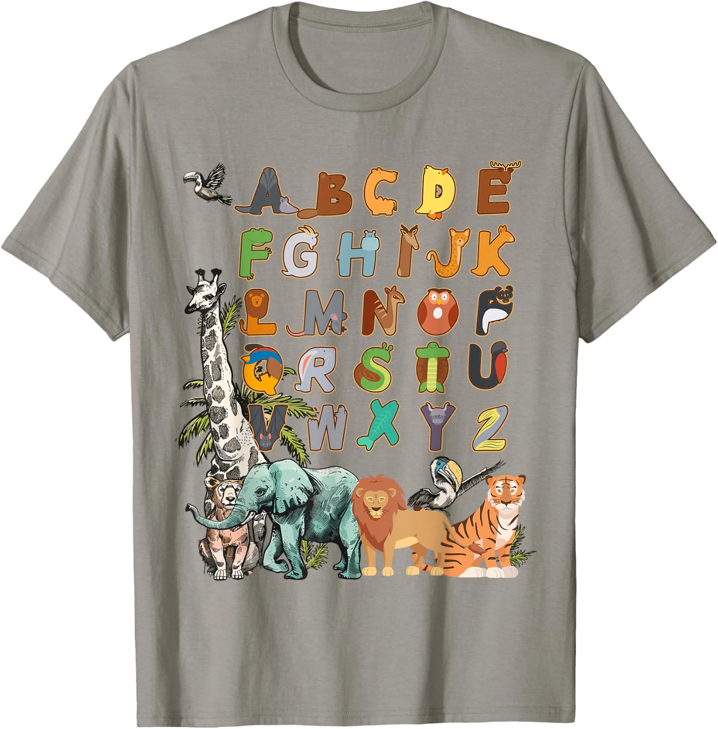 Forest Animals & Jungle Animal Idea For Kids Animal Alphabet T-Shirt - T-Shirt | Sand