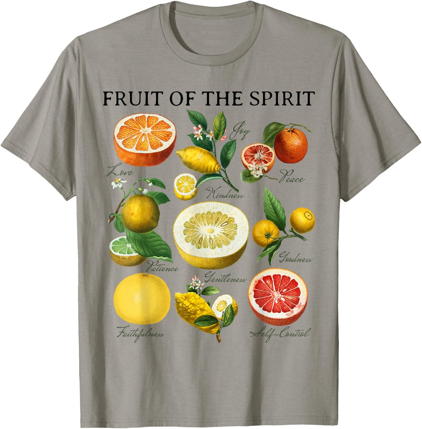 Fruit of the Spirit Galatians 5:22 Christian Bible Scripture T-Shirt - T-Shirt | Sand