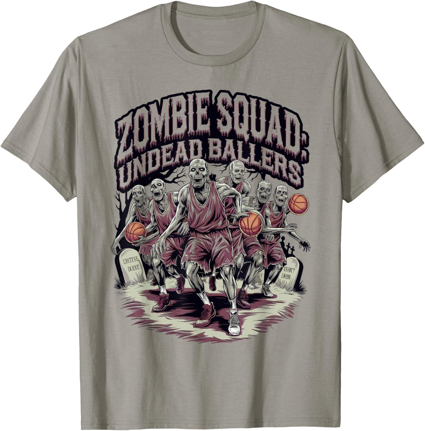Zombie Squad Undead Ballers Halloween Basketball T-Shirt - T-Shirt | Sand
