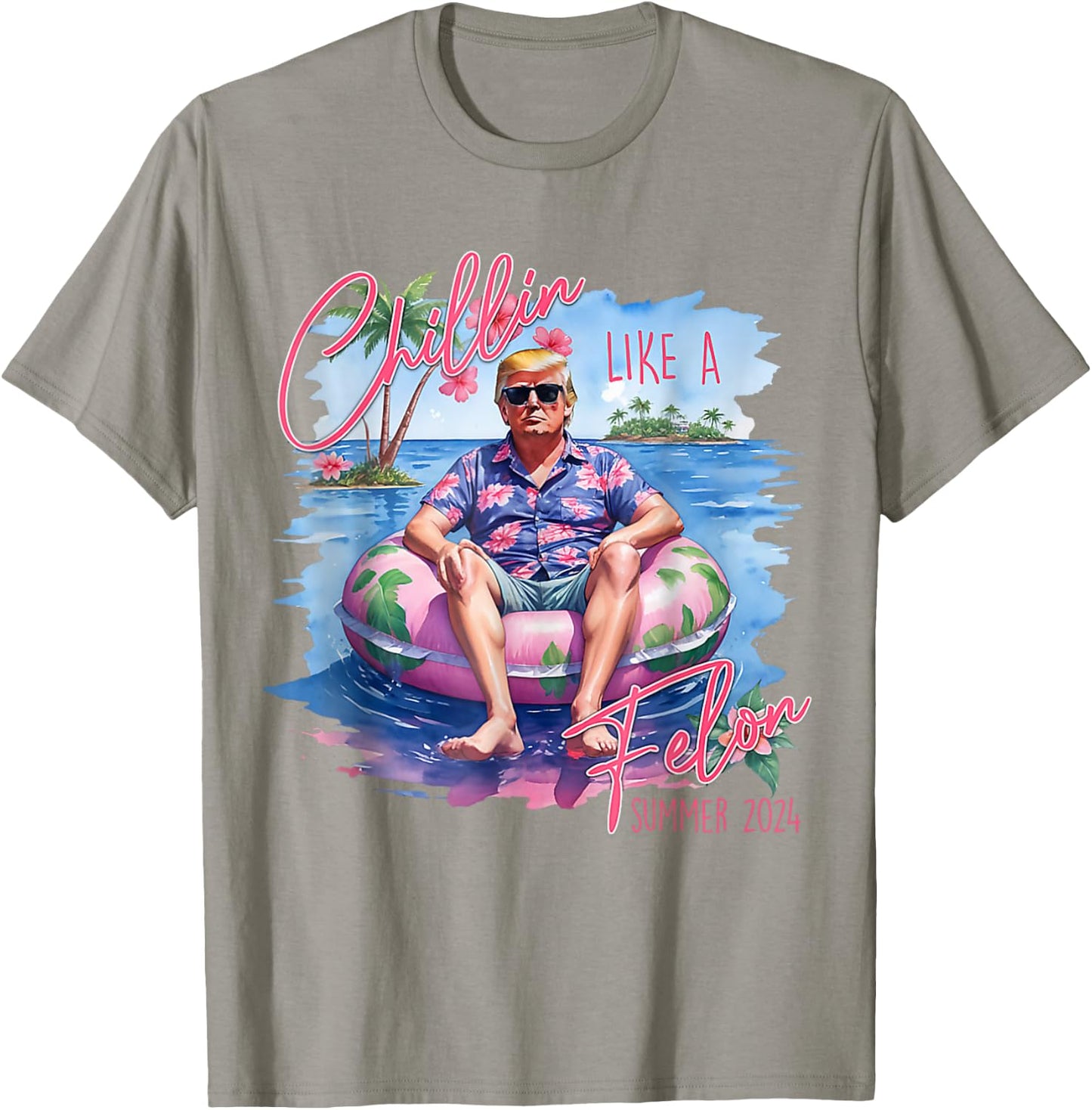 President Trump Shirt Funny Chillin Like A Felon Trump 2024 T-Shirt - T-Shirt | Sand