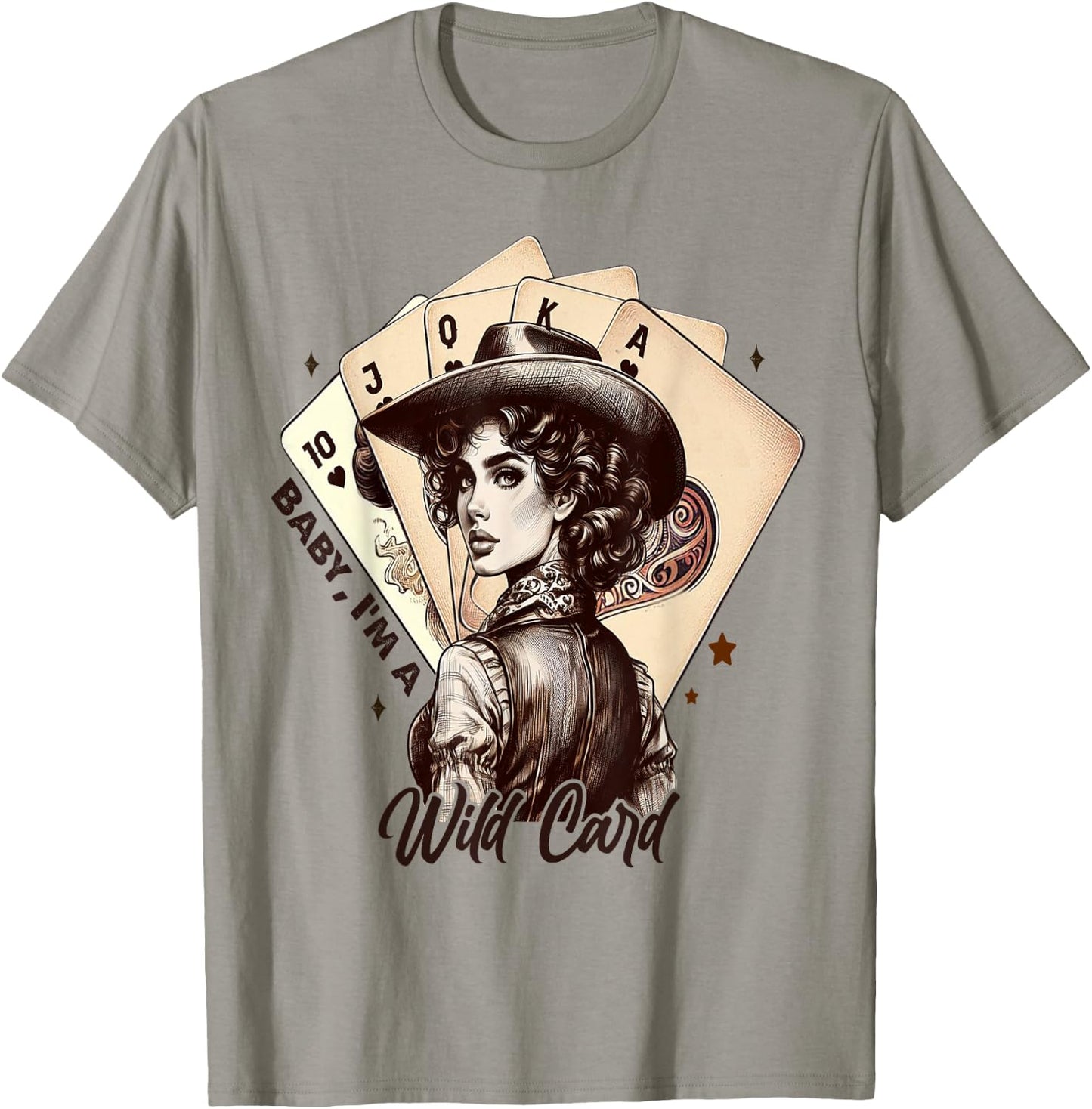 Cowgirl Poker Cards Wild Card Retro Southern Cowgirl Women T-Shirt - T-Shirt | Sand