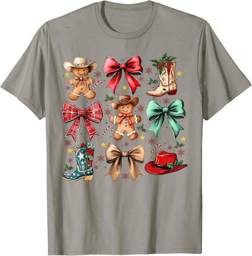 Howdy Christmas Gingerbread Western Cowboy Coquette Bow