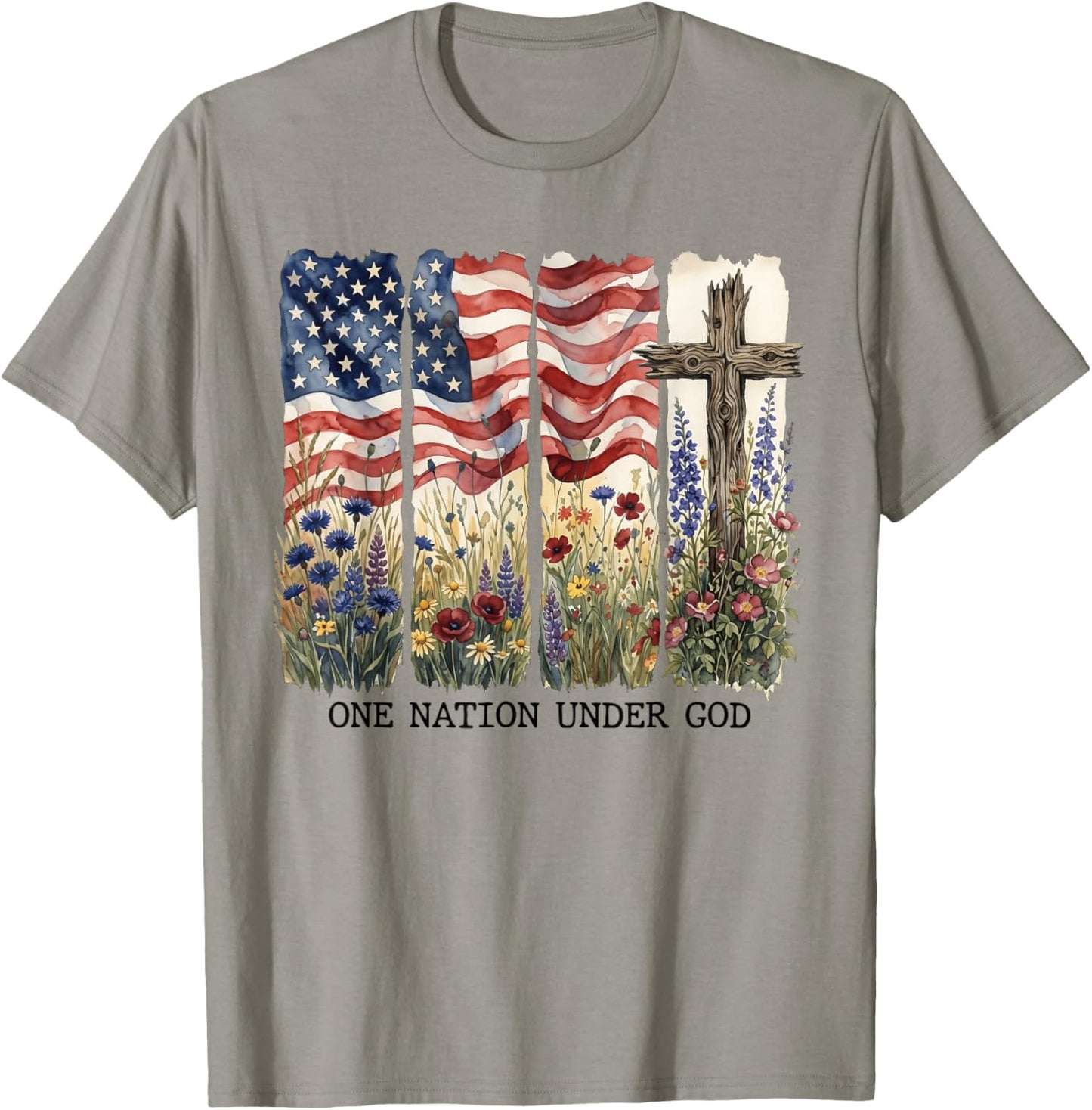 One Nation Under God 4th of July Jesus Patriotic Christian T-Shirt - T-Shirt | Sand