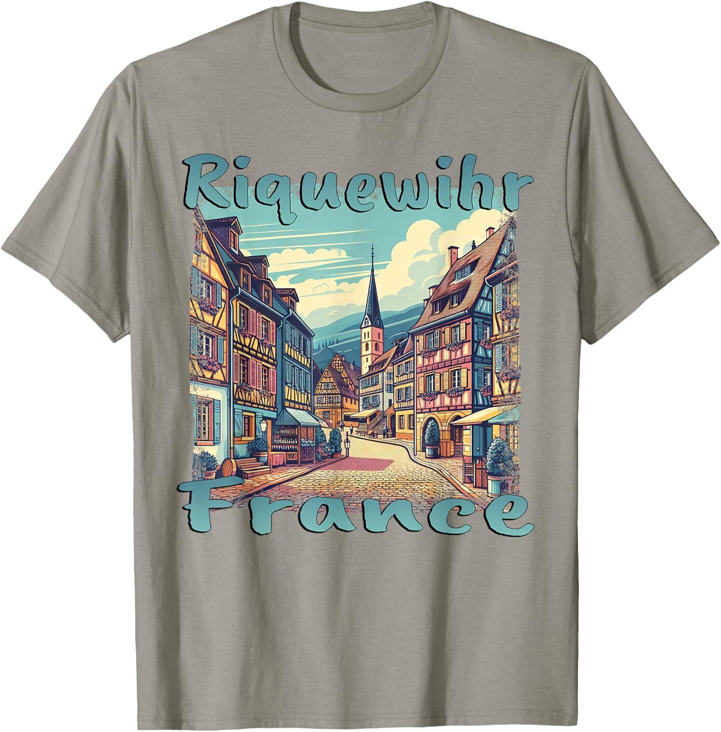 Riquewihr France Holiday Design Town T-Shirt - T-Shirt | Sand