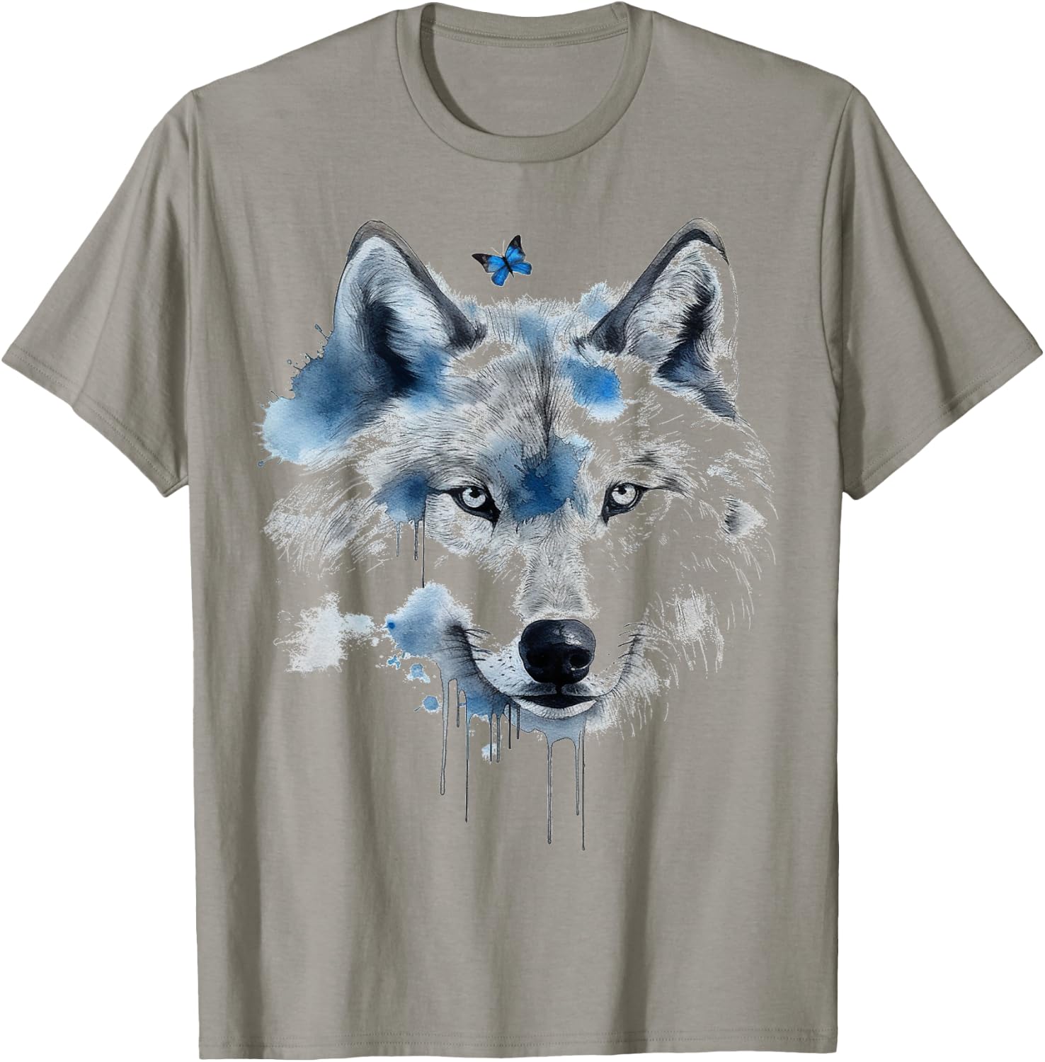Wolf Butterfly | Art Animal Motif Wolf | Animal Lovers T-Shirt - T-Shirt | Sand