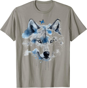 Wolf Butterfly | Art Animal Motif Wolf | Animal Lovers T-Shirt - T-Shirt | Sand
