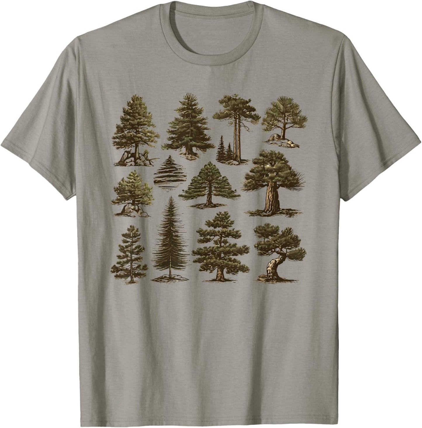 Retro Pine Tree Vintage Collage T-Shirt - T-Shirt | Sand