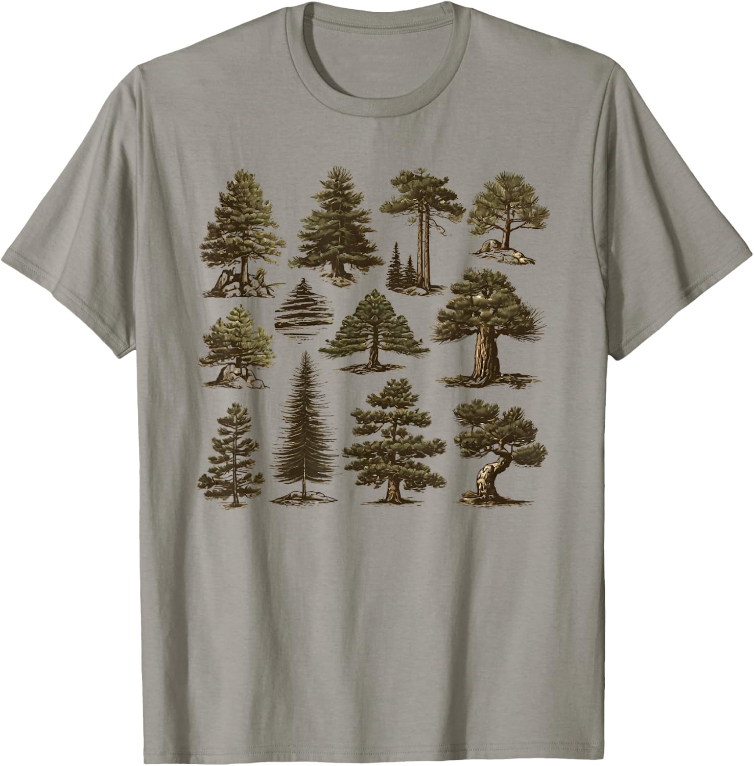 Retro Pine Tree Vintage Collage T-Shirt - T-Shirt | Sand