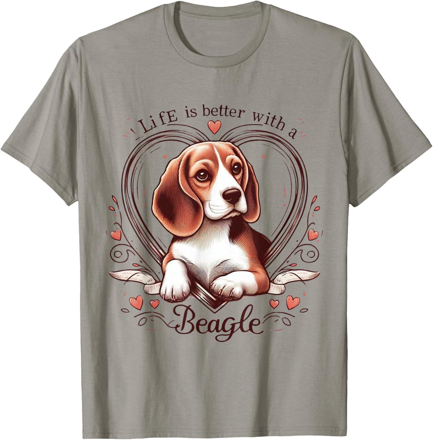 Life is Better with a Beagle Cute Dog Lover Gift Men Women T-Shirt - T-Shirt | Sand
