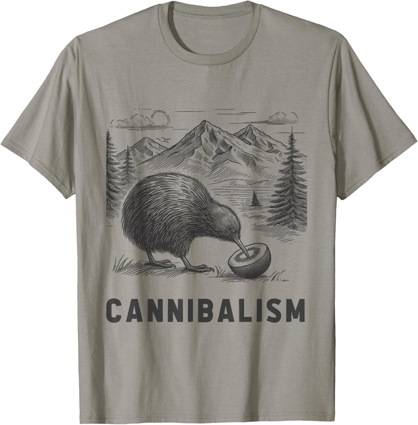 Funny Kiwi Bird Joke Cannibalism For Fruit Love Women Men T-Shirt - T-Shirt | Sand
