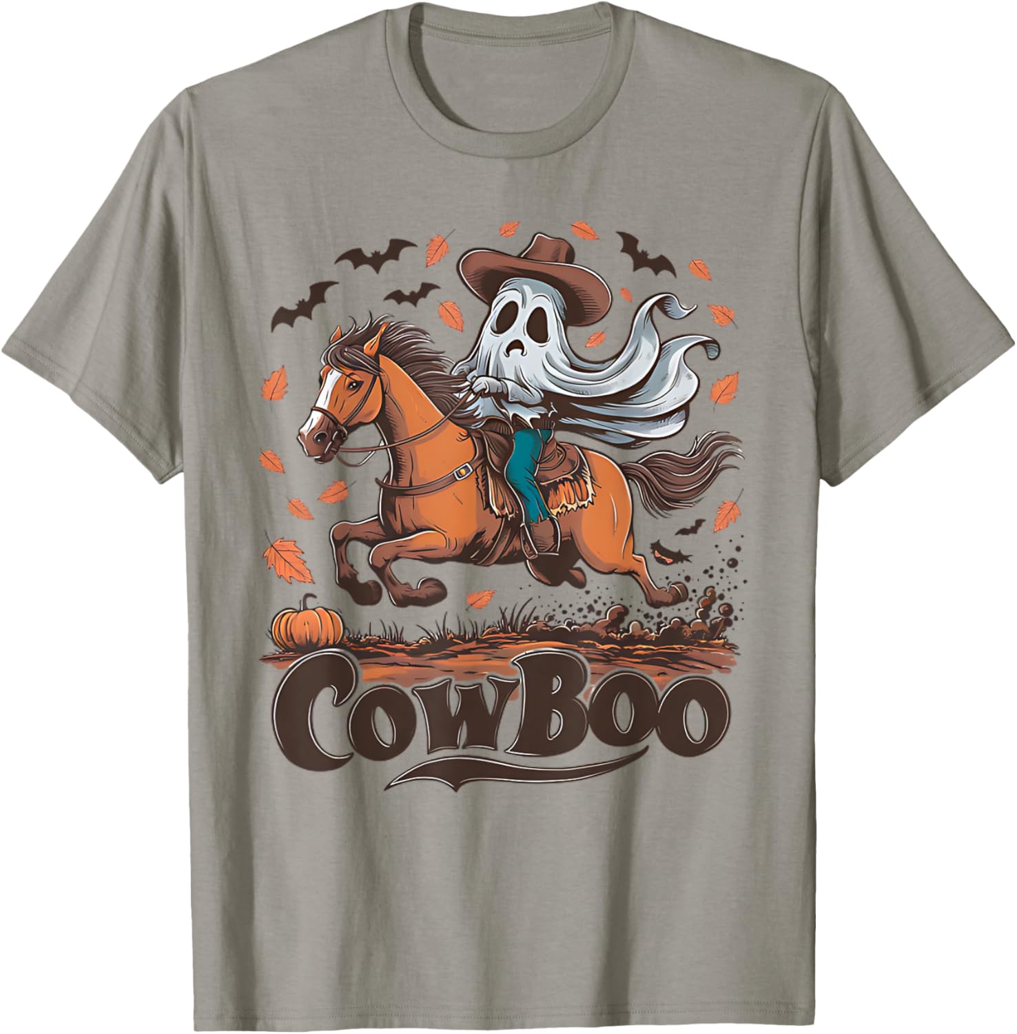 Cowboo Ghost Riding Horse Western Cowboy Ghost Halloween T-Shirt - T-Shirt | Sand