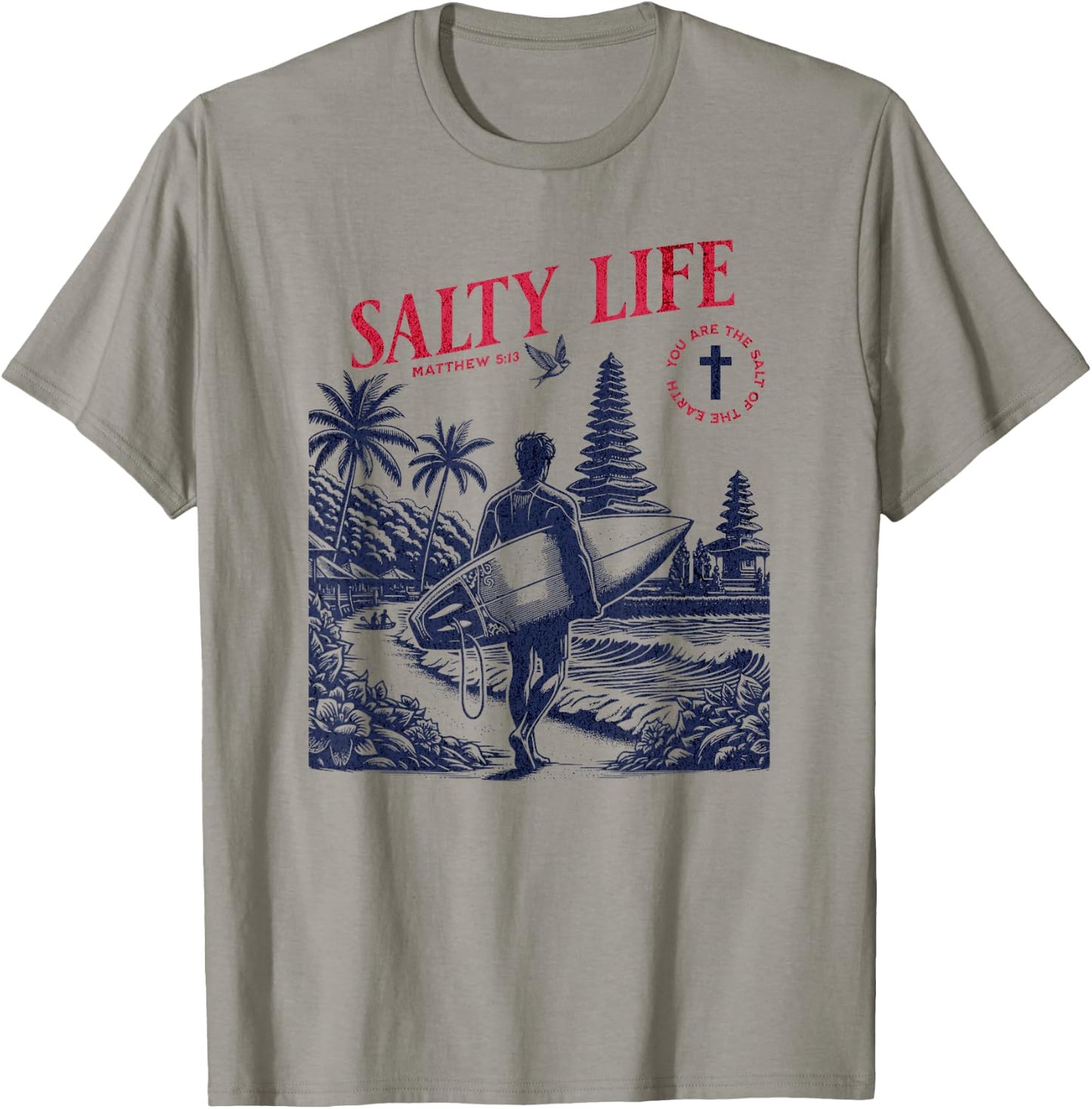 Salty Bible Verse Christian Faith Based Jesus Beach Modest T-Shirt - T-Shirt | Sand