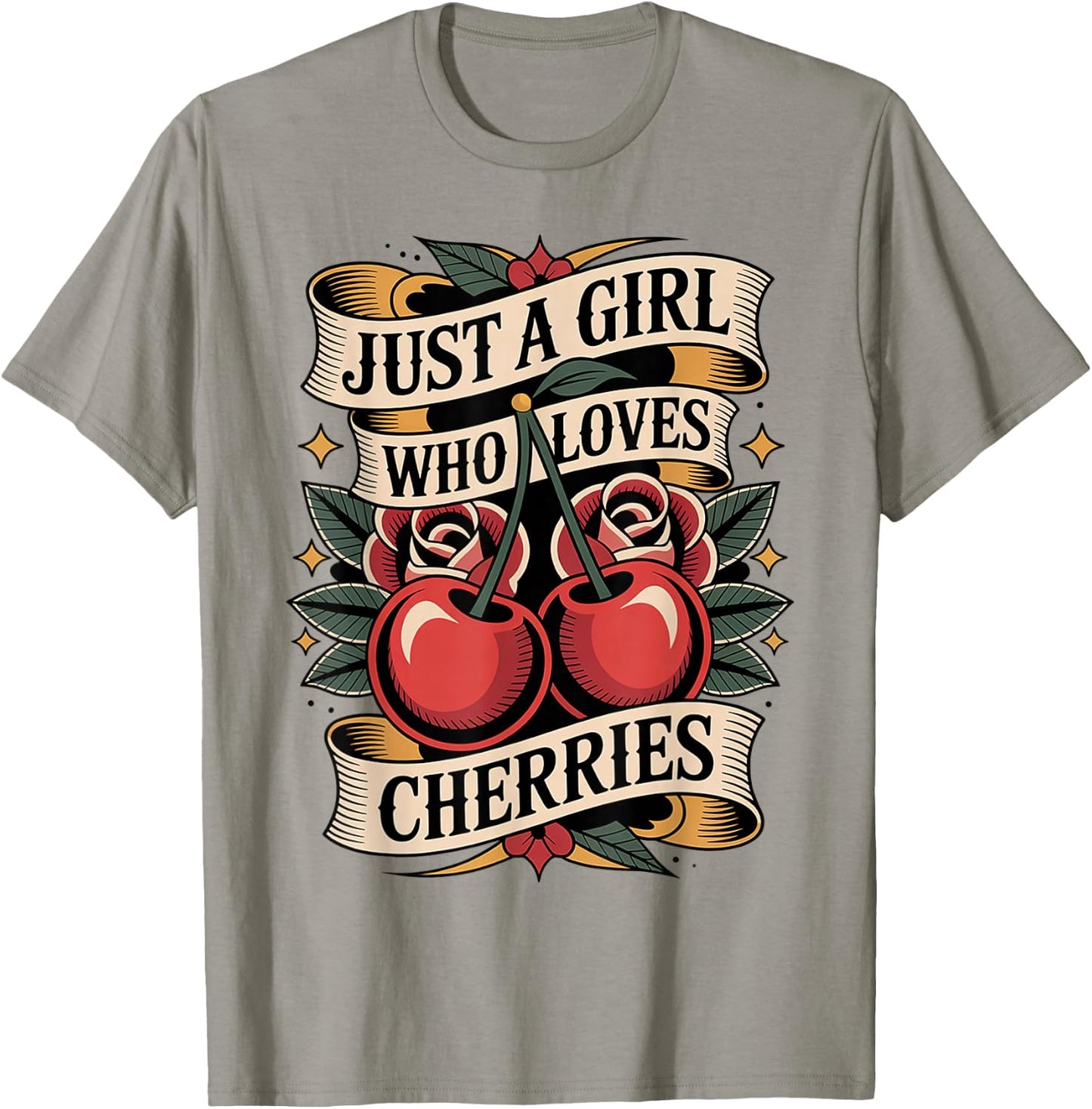 Just a Girl Who Loves Cherries - Cherry Fruit Lovers T-Shirt - T-Shirt | Sand