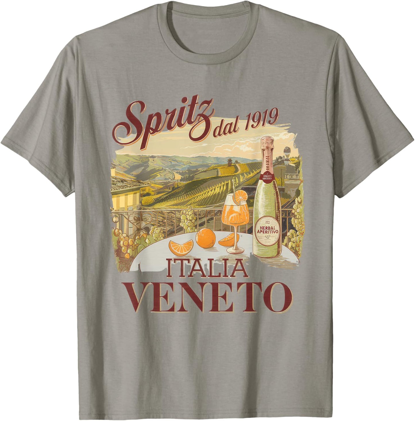 Spritz Veneto Italia Vintage Orange Wine Cocktail T-Shirt - T-Shirt | Sand