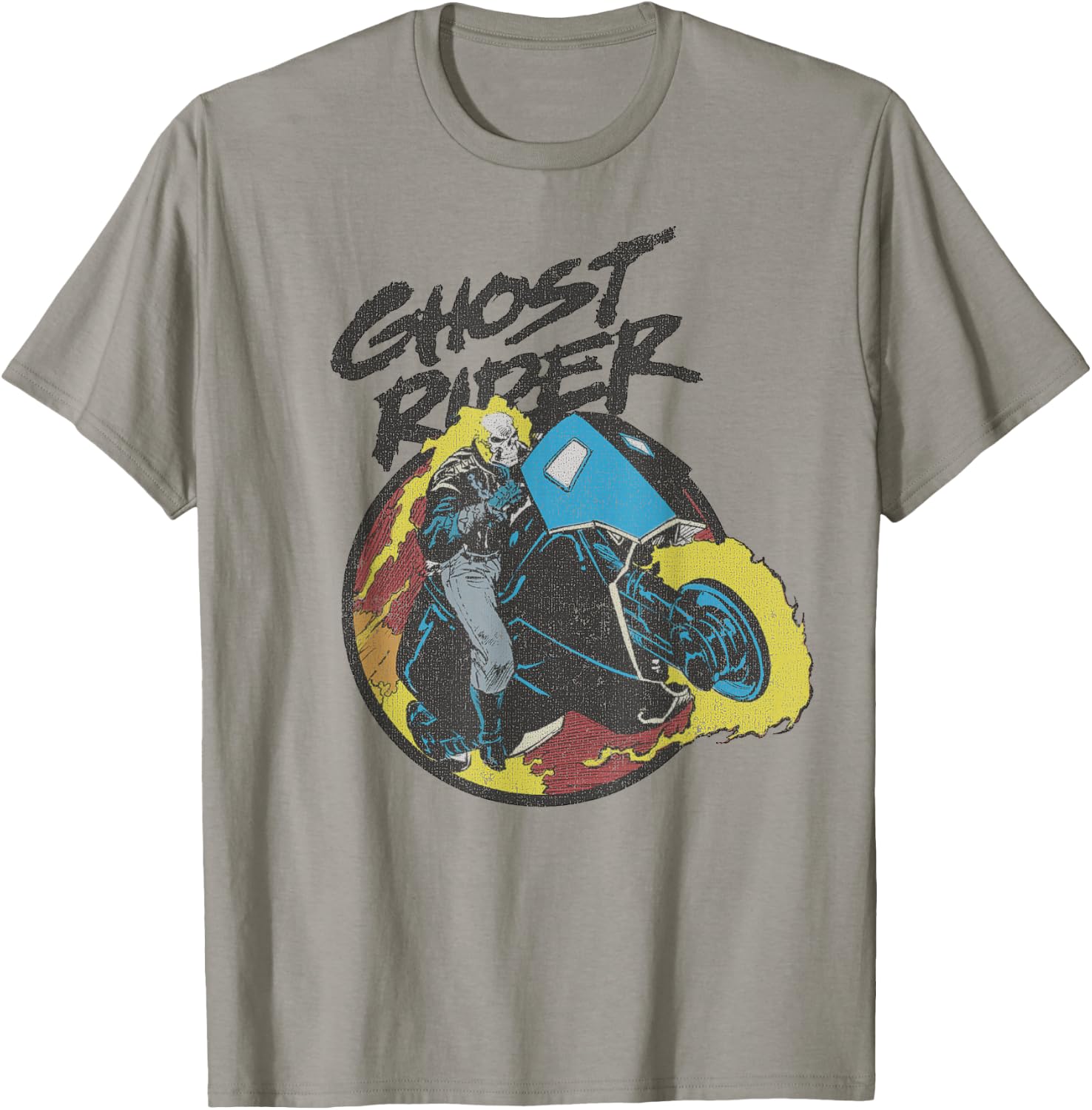 Marvel Ghost Rider Circle Portrait Action Shot T-Shirt - T-Shirt | Sand