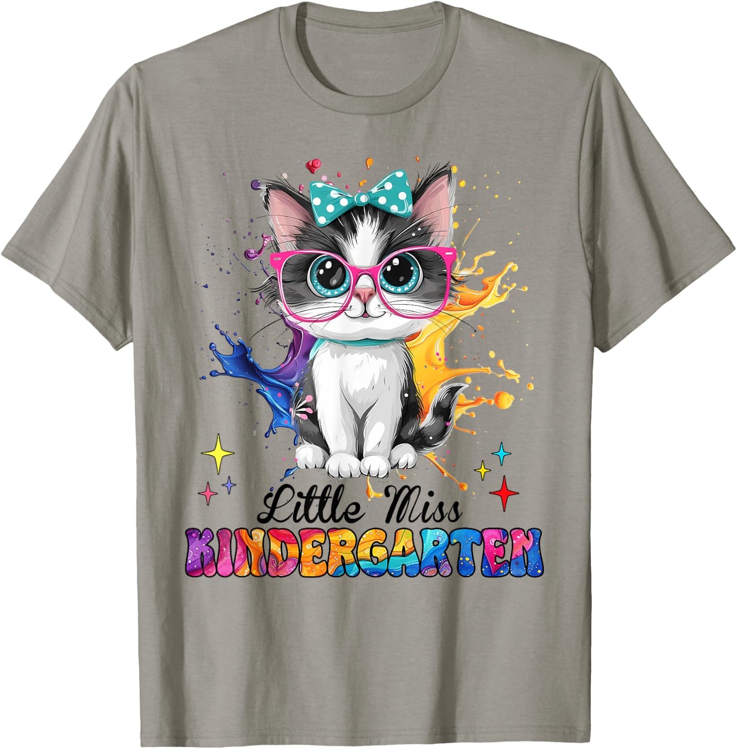 Little Miss Kindergarten Kitten Back To School Cat Girl Kids T-Shirt - T-Shirt | Sand
