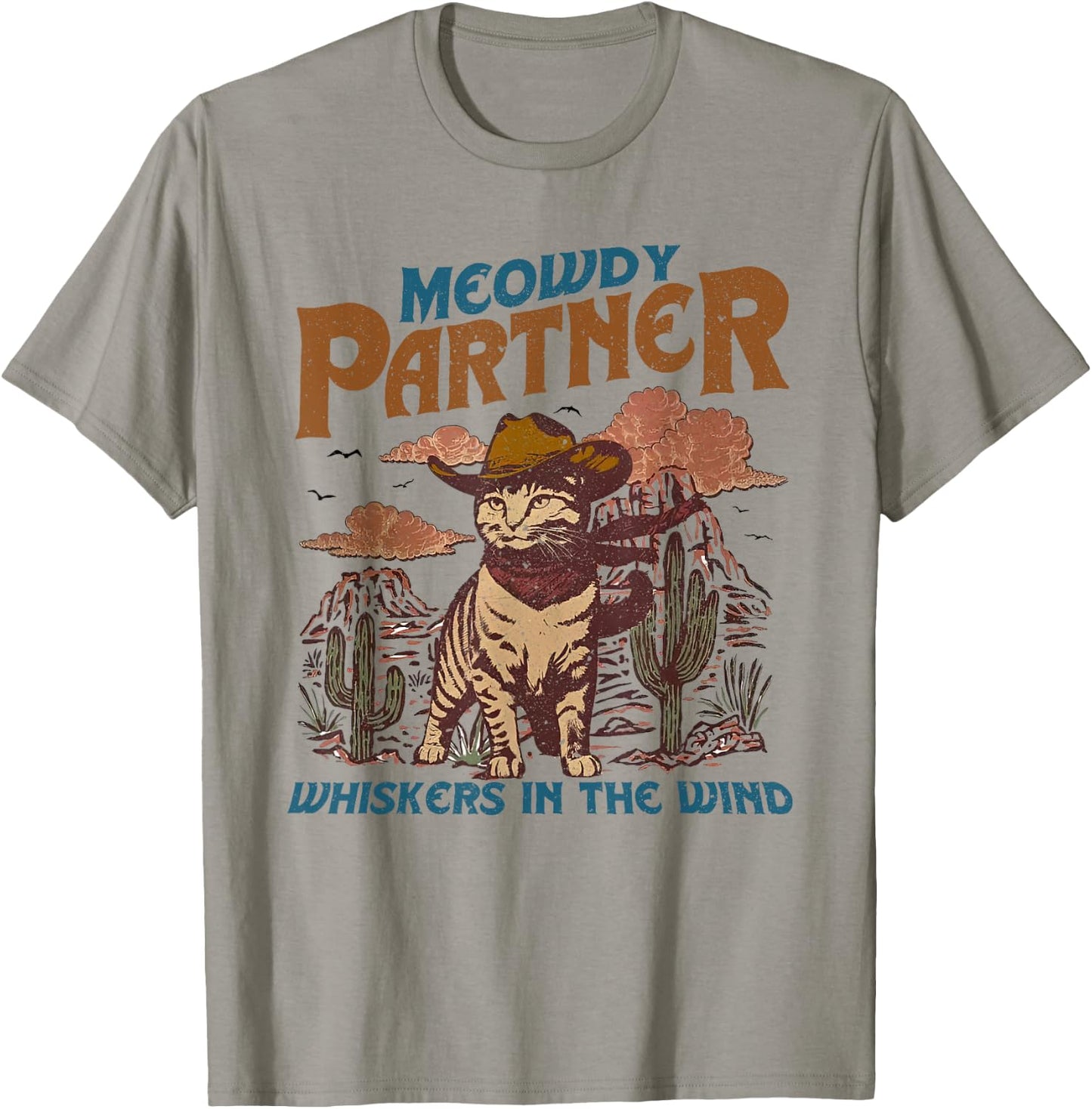 Meowdy Partner Cowboy Cat Vintage T-Shirt - T-Shirt | Sand