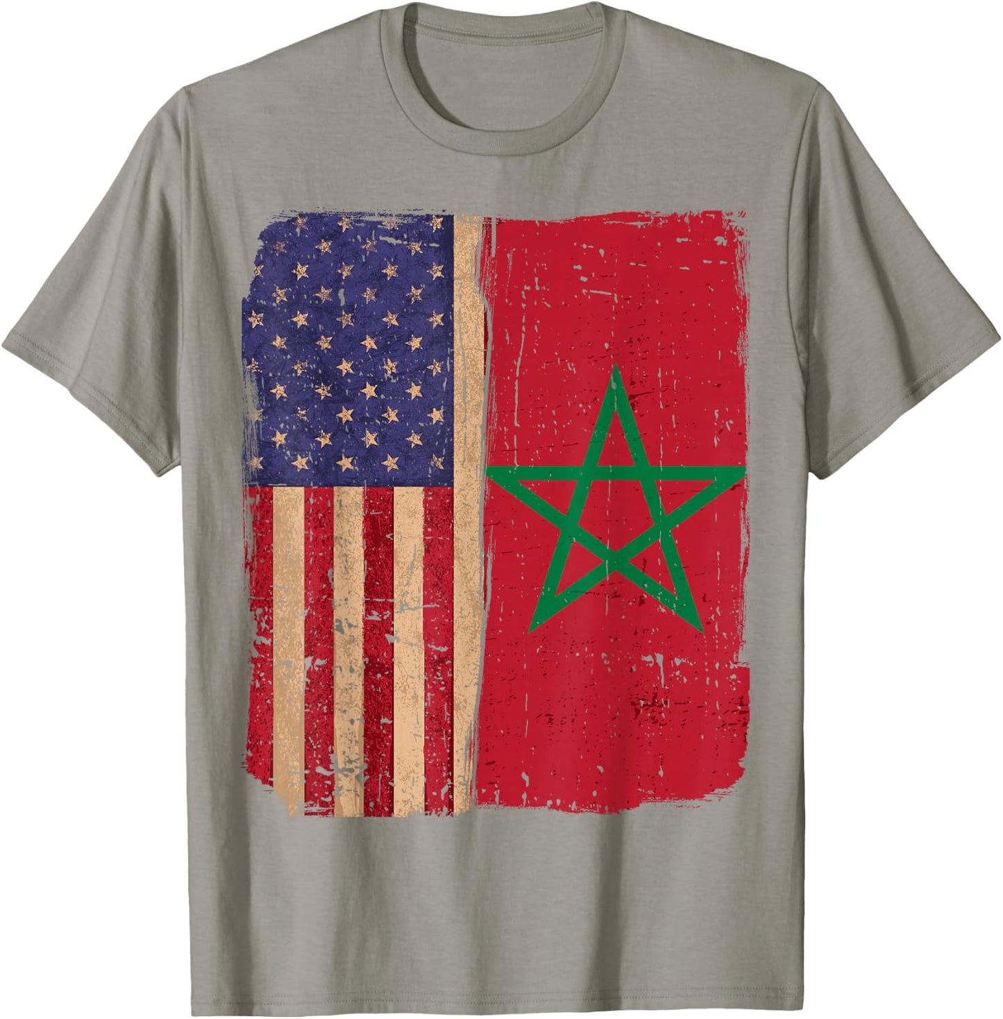 Morocco and America USA Flag Roots Half Moroccan American T-Shirt - T-Shirt | Sand
