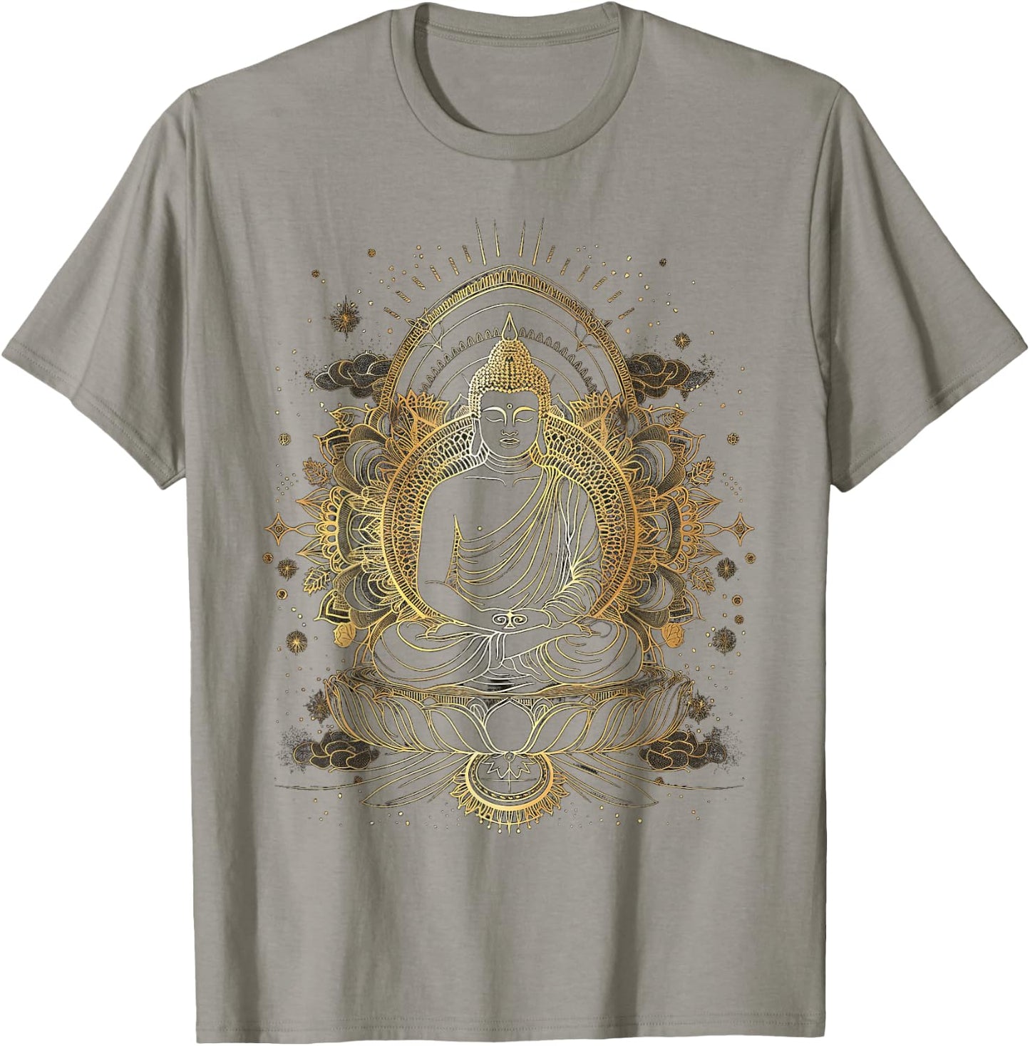 Golden Buddha Yoga Meditation Spiritual in Nature T-Shirt - T-Shirt | Sand