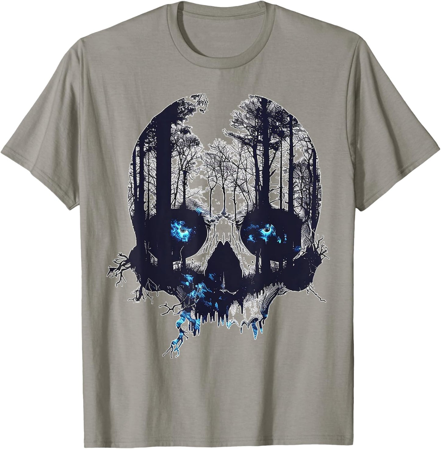Skull Costume Halloween Spooky Blue Eyes Art Skull T-Shirt - T-Shirt | Sand