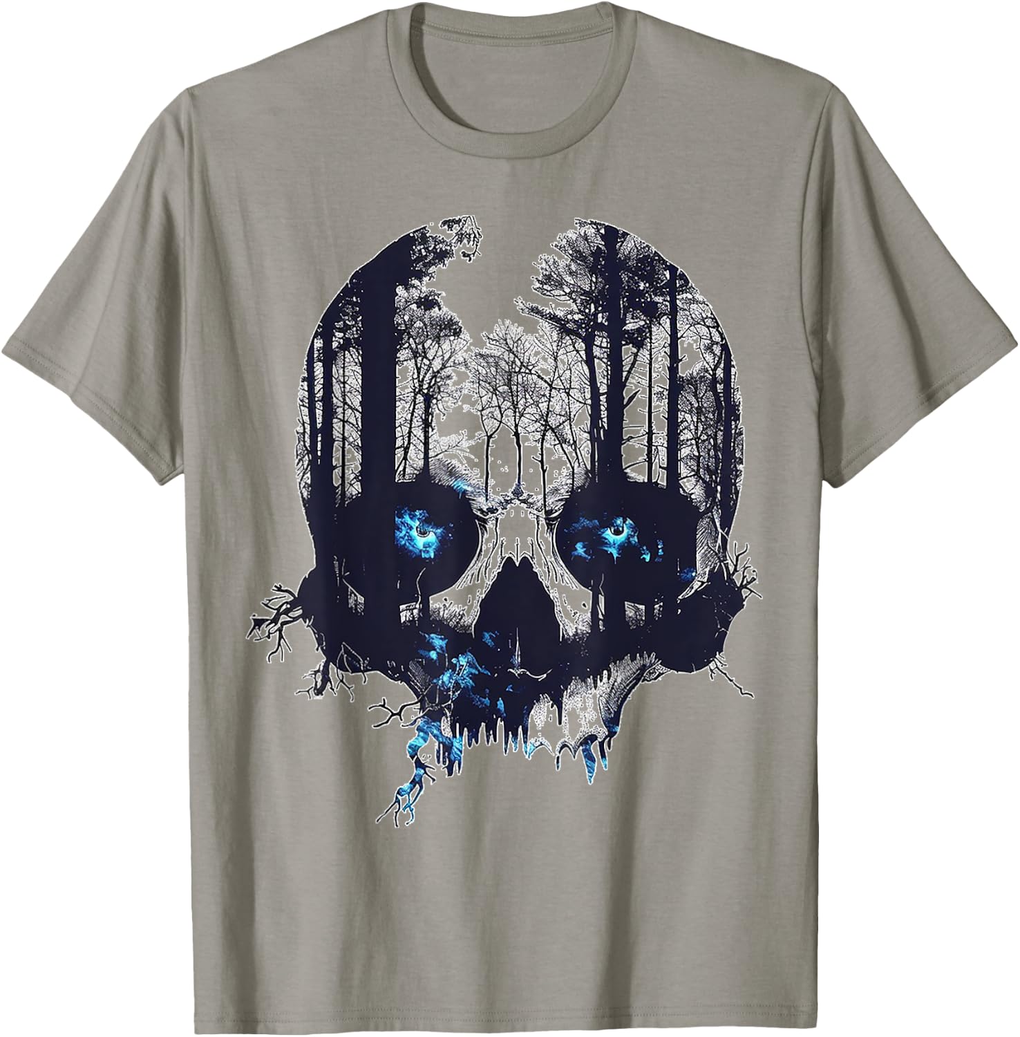 Skull Costume Halloween Spooky Blue Eyes Art Skull T-Shirt - T-Shirt | Sand