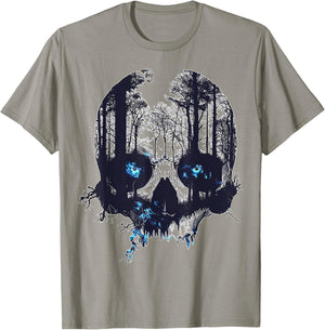 Skull Costume Halloween Spooky Blue Eyes Art Skull T-Shirt - T-Shirt | Sand