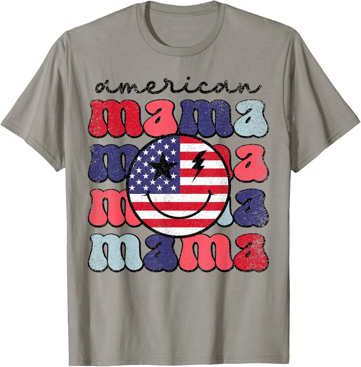 American Mama Retro USA Flag Patriotic Cute 4th Of July Men T-Shirt - T-Shirt | Sand