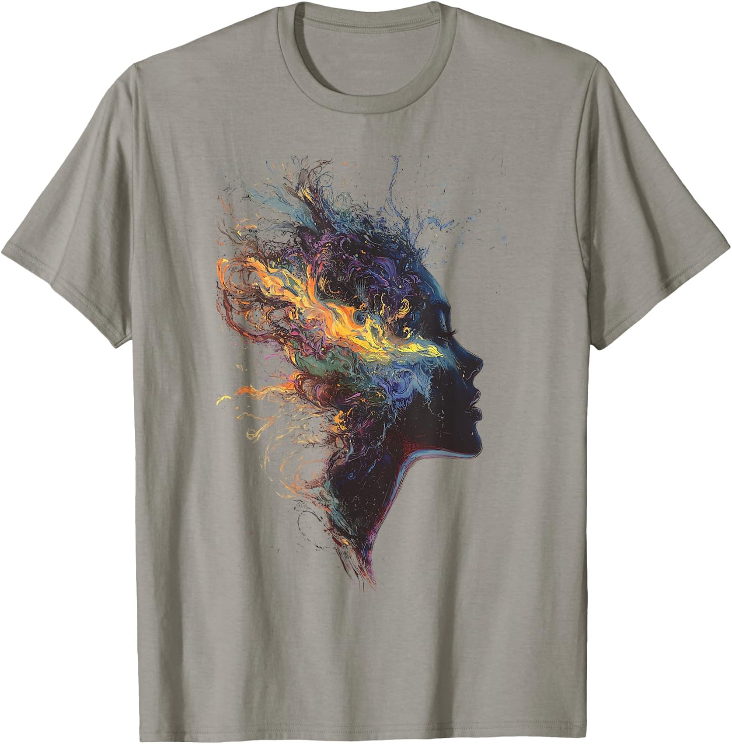 Graphic Design Artistic Colorful Abstract Woman Face Design T-Shirt - T-Shirt | Sand