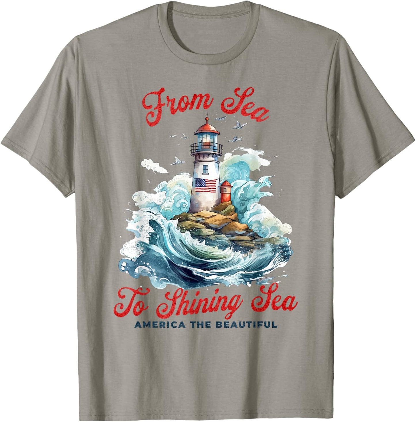Patriotic from Sea to Shining Sea Lighthouse 4th of July T-Shirt - T-Shirt | Sand