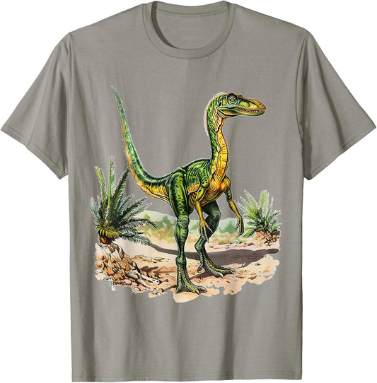 Compsognathus Dinosaur Graphic Illustration Compsognathus T-Shirt - T-Shirt | Sand