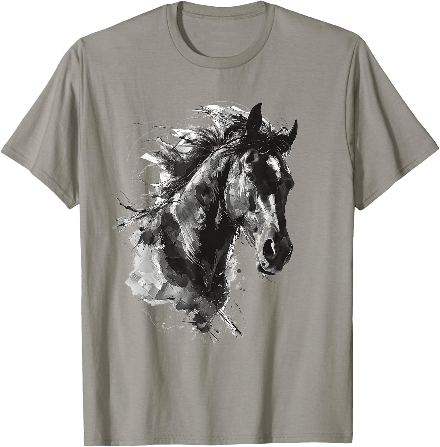 Horse Animal Print Zoo Abstract Illustration Drawing Horse T-Shirt - T-Shirt | Sand