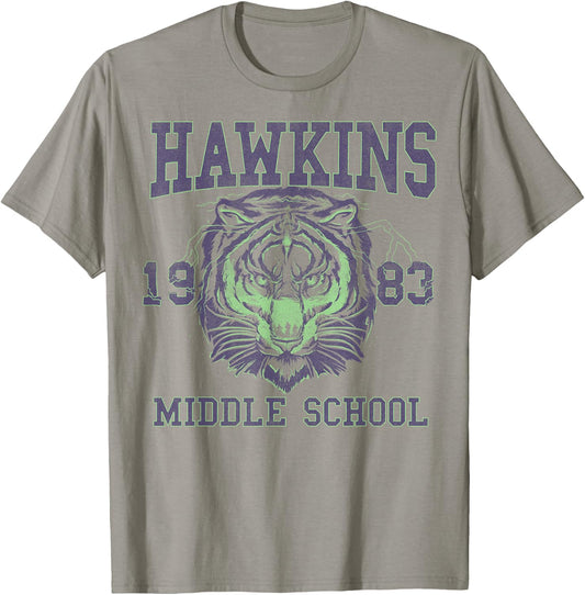 Netflix Stranger Things Hawkins Middle School 1983 Tiger T-Shirt - T-Shirt | Sand