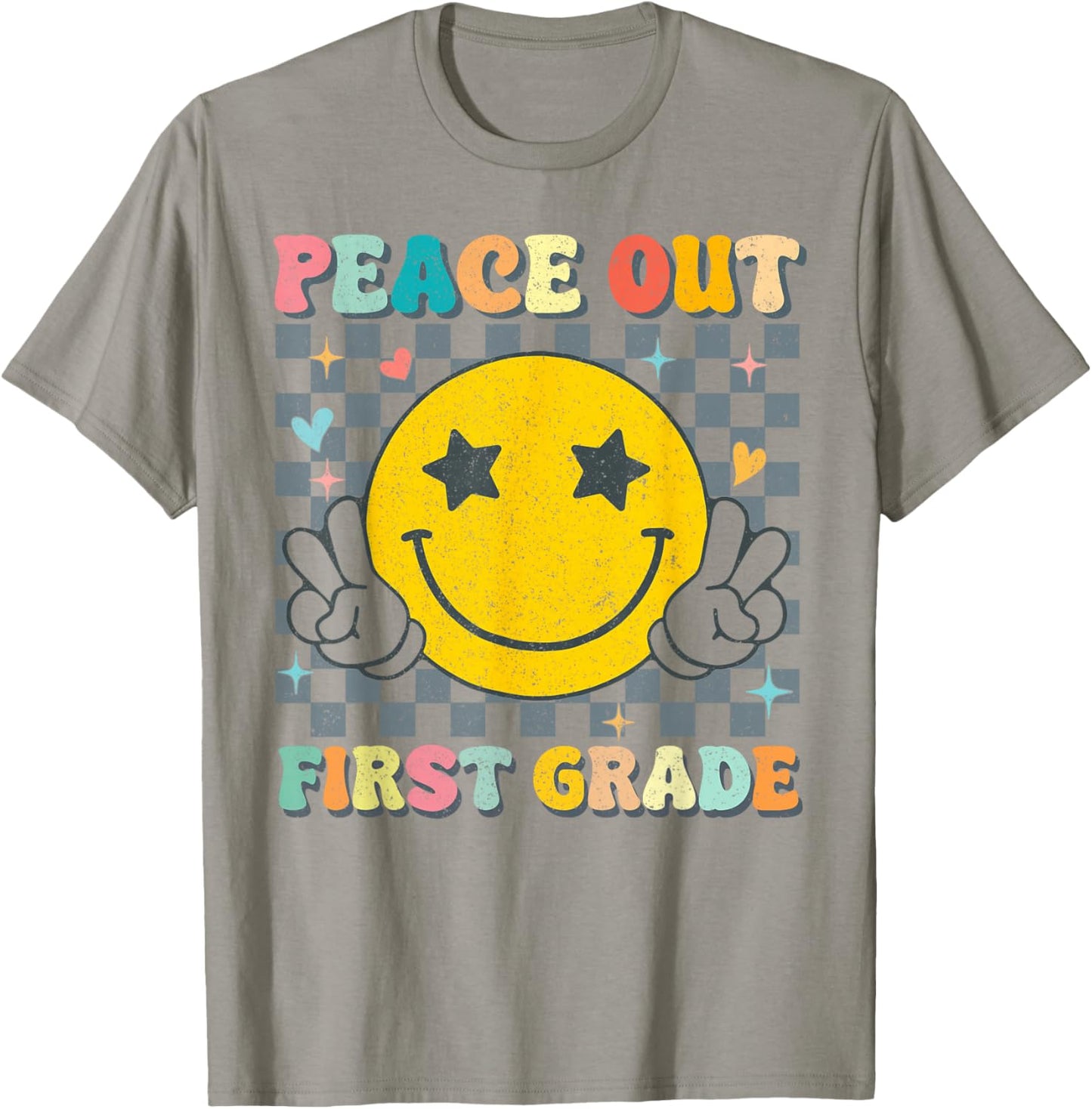 Peace Out 1st Grade Graduation Last Day School First Grade T-Shirt - T-Shirt | Sand