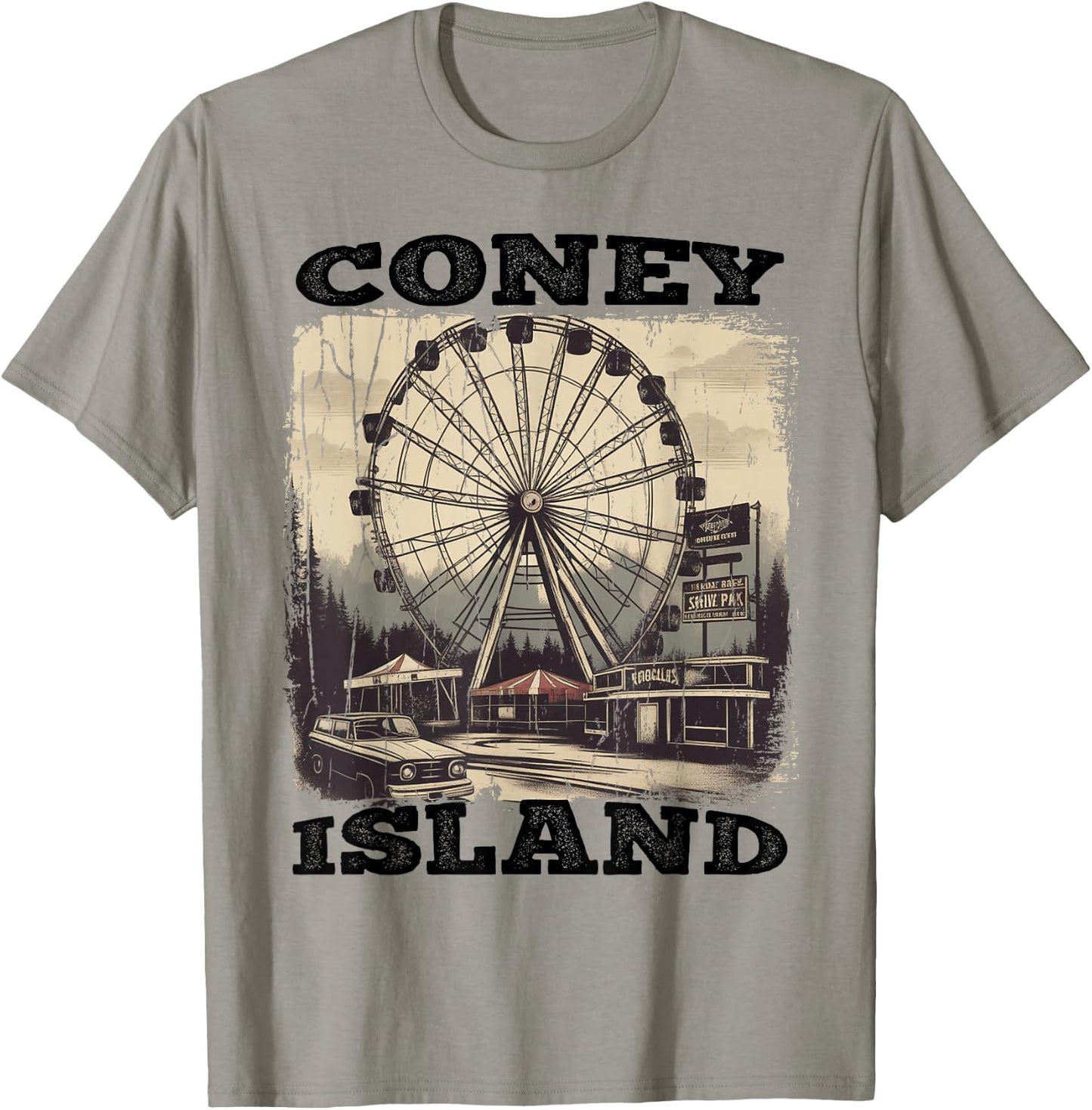 Vintage Ferris Wheel New York Coney Island Brooklyn T-Shirt - T-Shirt | Sand