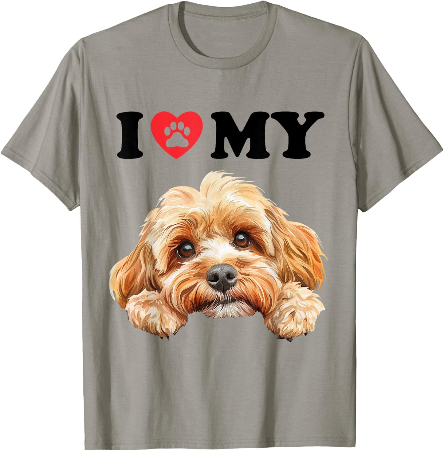 Cockapoo I Heart My Dog Funny Dog Lover Men Women Kids T-Shirt - T-Shirt | Sand
