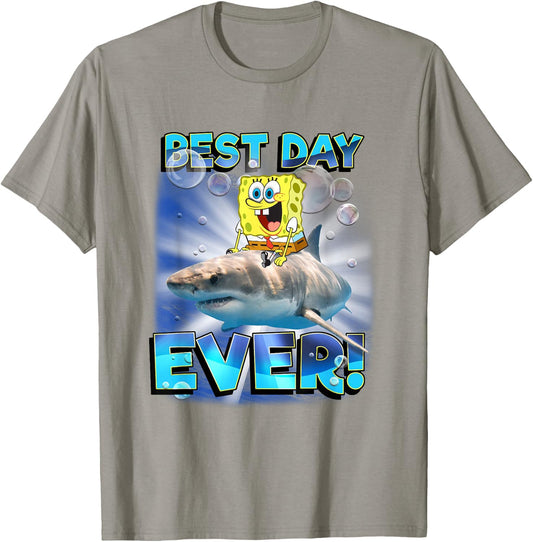 SpongeBob SquarePants Best Day Ever Riding Shark T-Shirt - T-Shirt | Sand