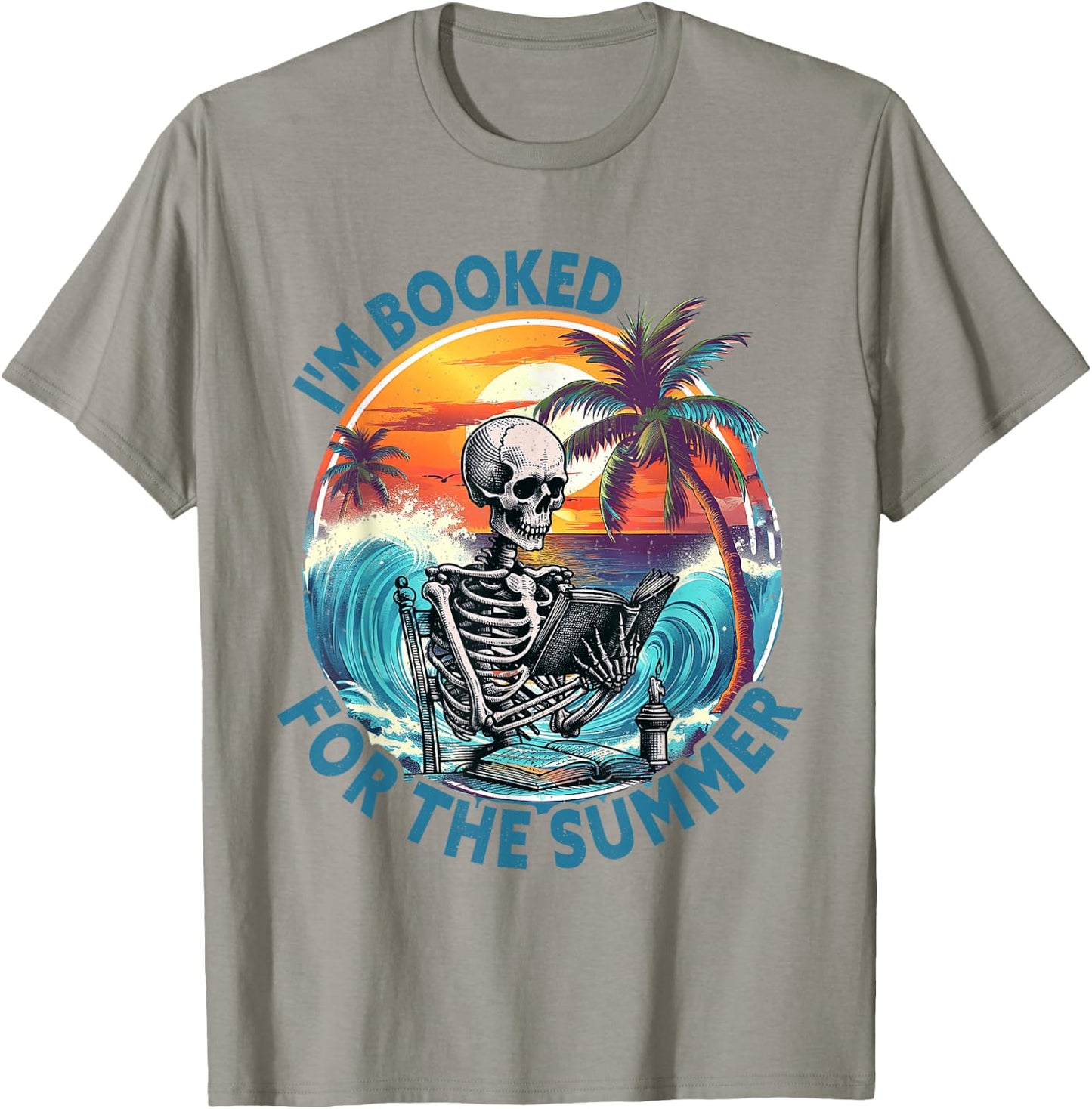 I'm Booked For Summer Book Reader Librarian Vacation Vintage T-Shirt - T-Shirt | Sand