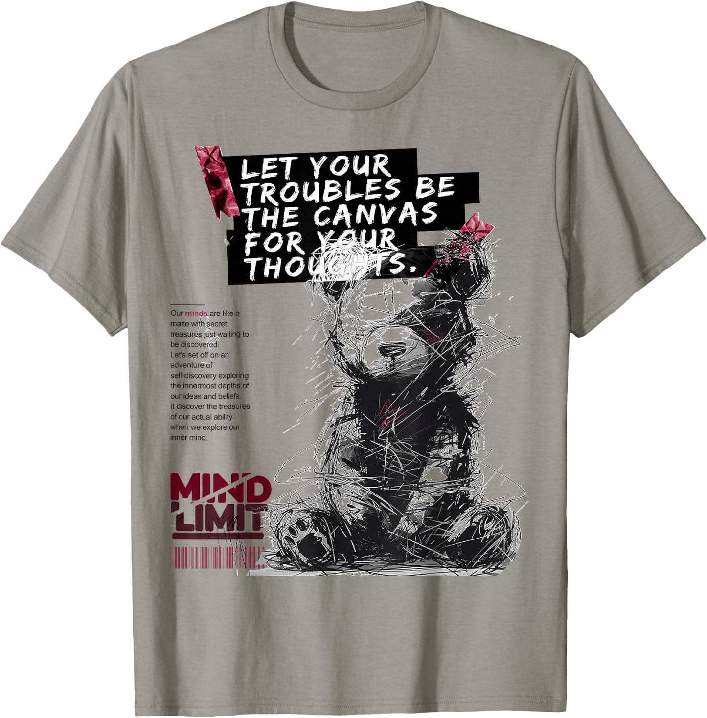 Bear | Frontprint | Art Graphic Animal Motif Artwork Bear T-Shirt - T-Shirt | Sand