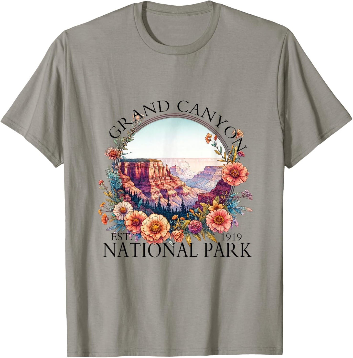 Floral Grand Canyon National Park Hiking Camping Outdoor T-Shirt - T-Shirt | Sand
