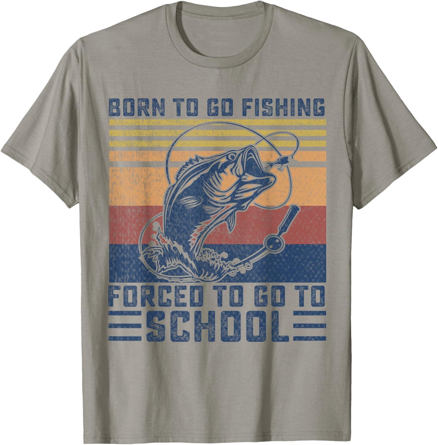 Funny Born to Go Fishing Bass Fish Fisherman Boys Kids Small T-Shirt - T-Shirt | Sand