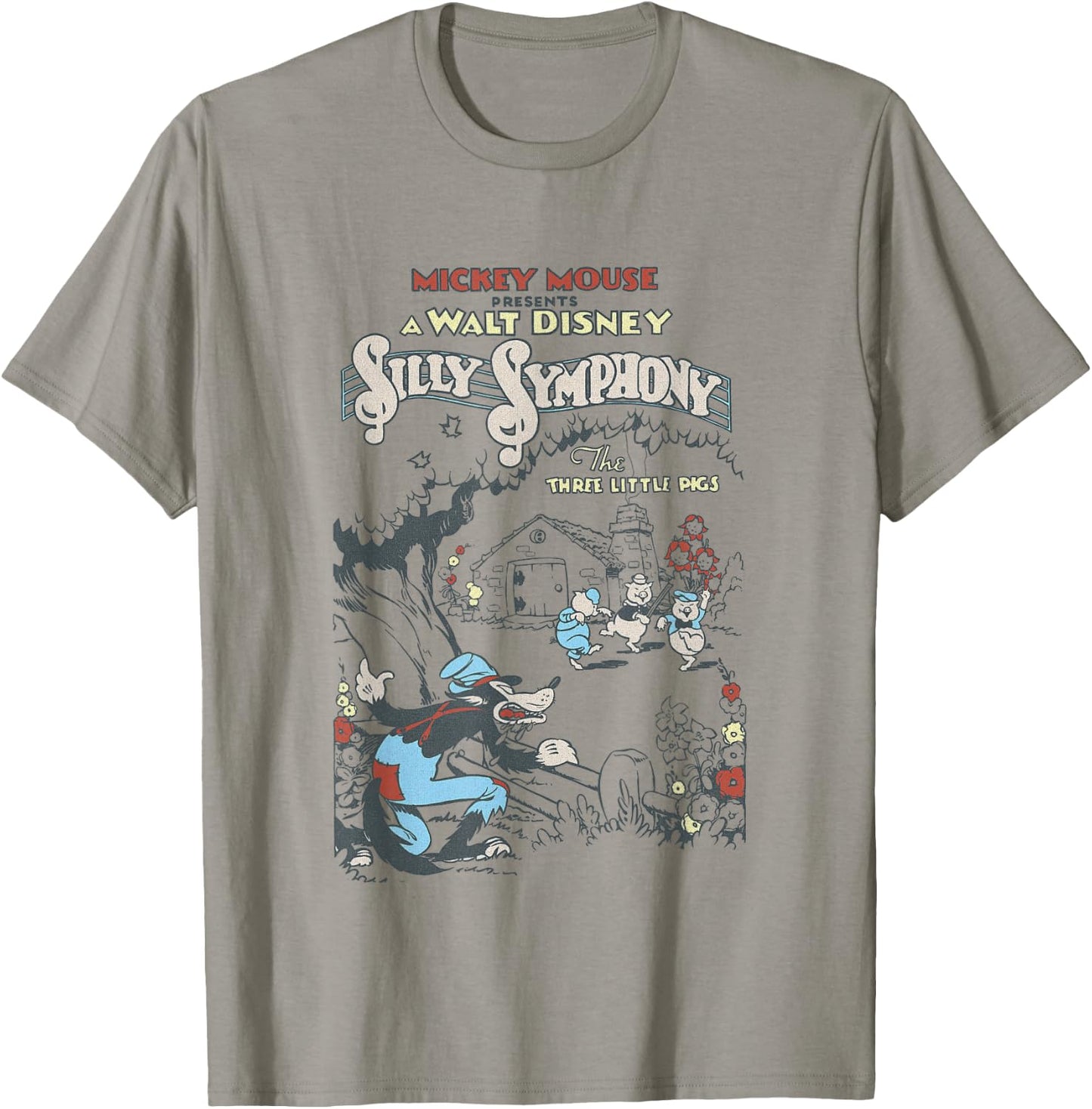 Disney Silly Symphonies Present The Three Little Pigs Retro T-Shirt - T-Shirt | Sand
